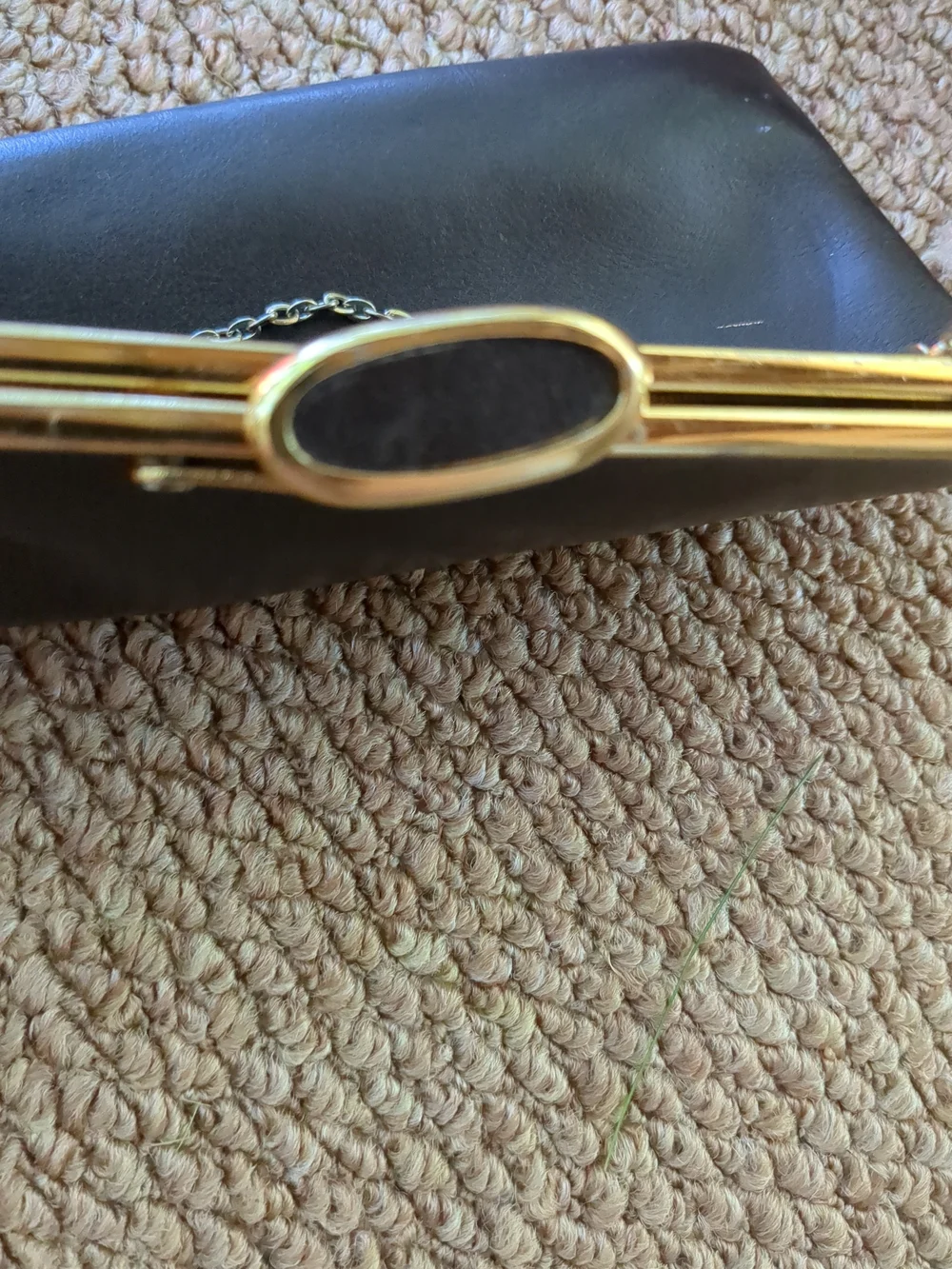 Vintage Black Women's Leather Clutch with Gold Accent Clasp 4 Way Open